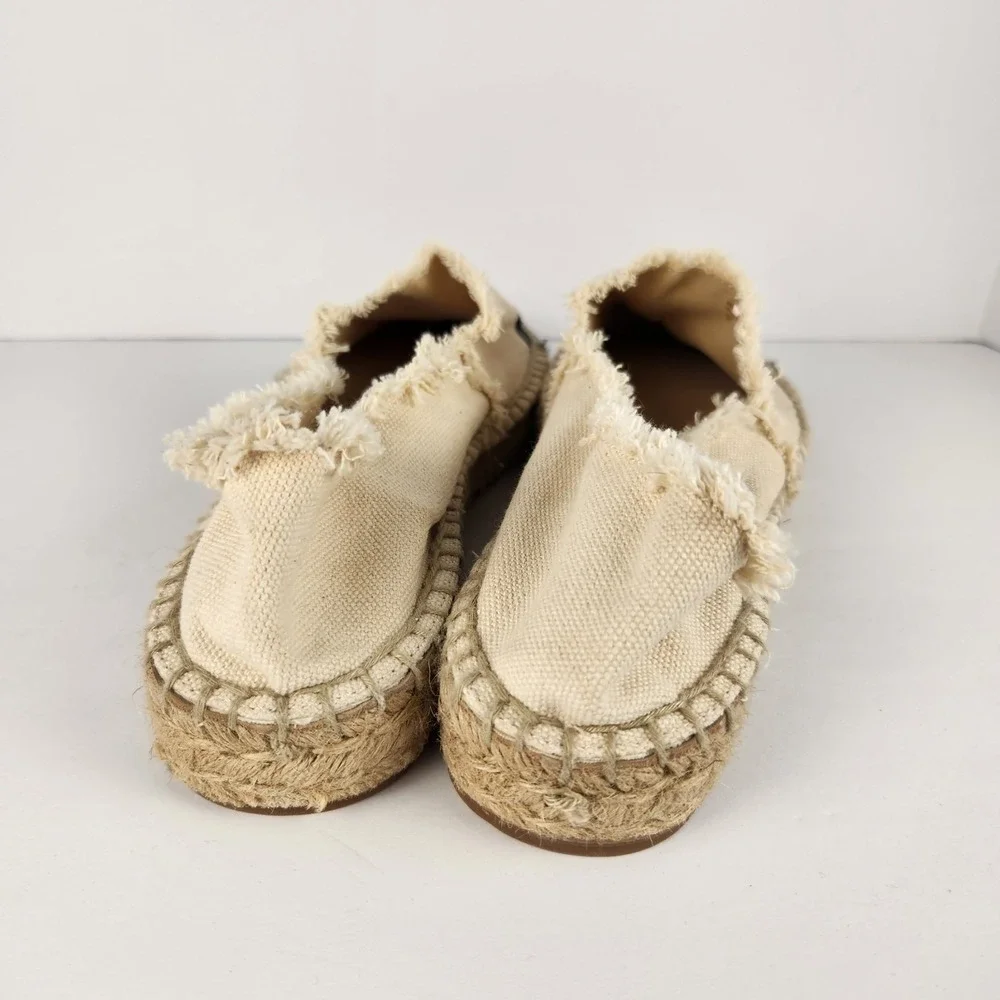 Aldo Canvas Women's Casual Comfy Flat Espadrilles Beige/Black Size 9
